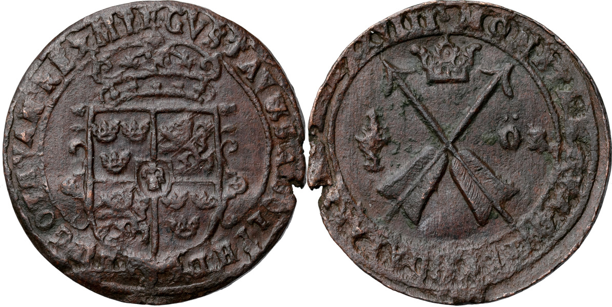 GUSTAV II ADOLF (1611-1632). SÄTER. 1/2 öre 1628