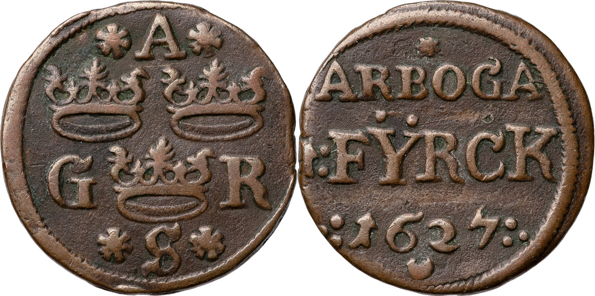 GUSTAV II ADOLF (1611-1632). ARBOGA. Fyrk 1627