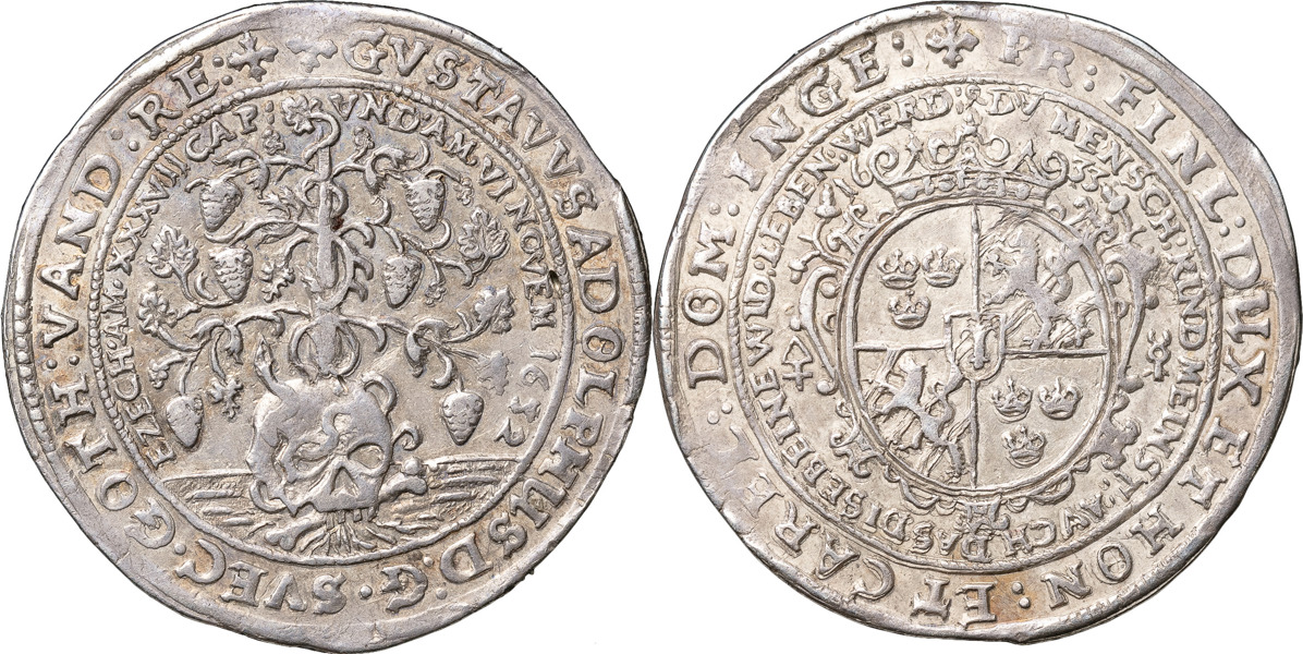 GUSTAV II ADOLF (1611-1632). WOLGAST. 1/4 taler 1633