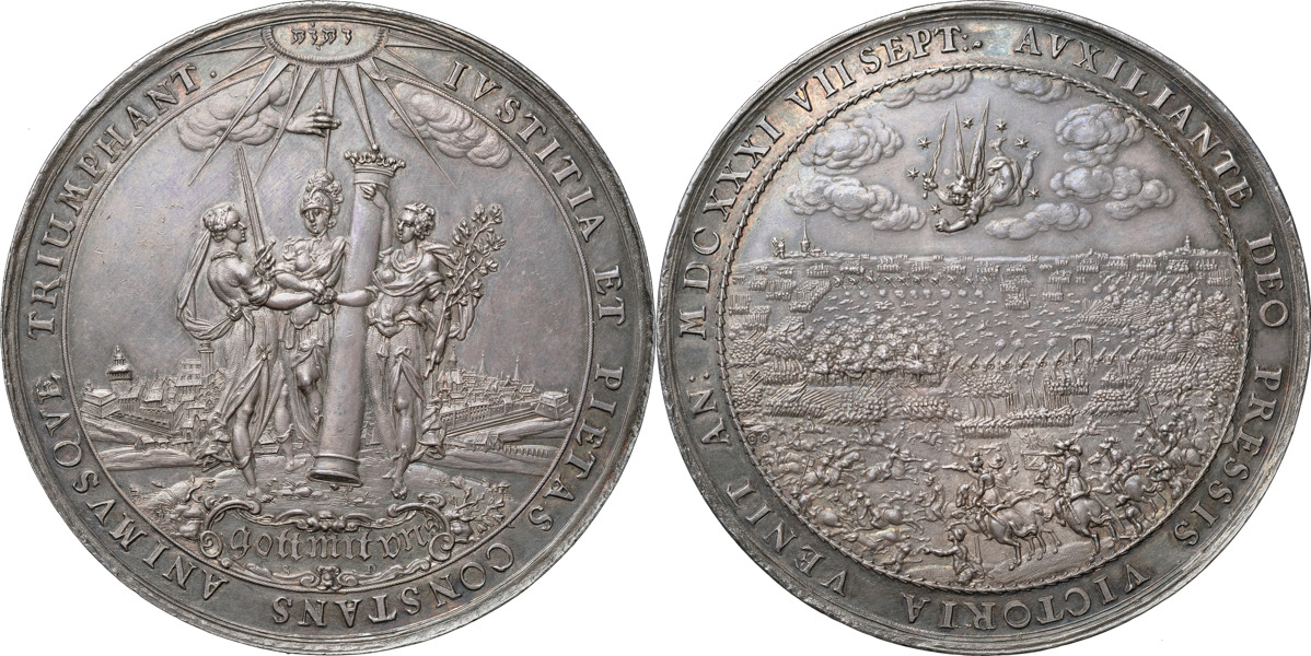 GUSTAV II ADOLF (1611-1632). Segern i slaget vid Breitenfeld 1631. Av S. Dadler