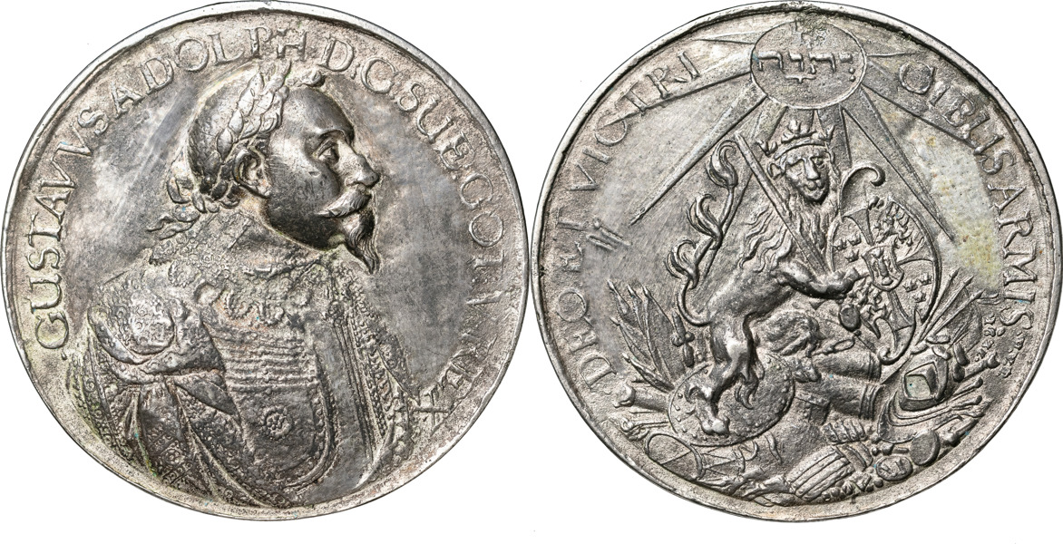 GUSTAV II ADOLF (1611-1632). Minnesmedalj / tapperhetsmedalj med kungens valspråk