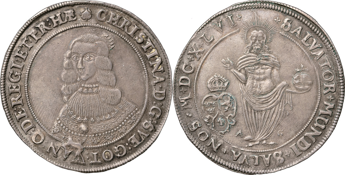 KRISTINA (1632-1654). STOCKHOLM. Riksdaler 1646