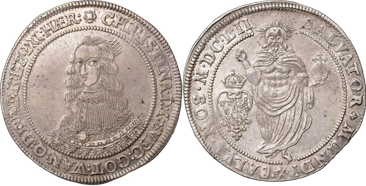 KRISTINA (1632-1654). STOCKHOLM. Riksdaler 1652