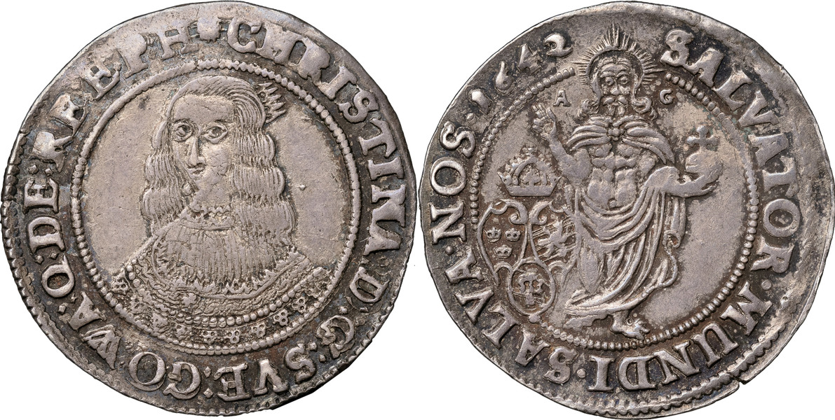 KRISTINA (1632-1654). STOCKHOLM. 1/4 riksdaler 1642