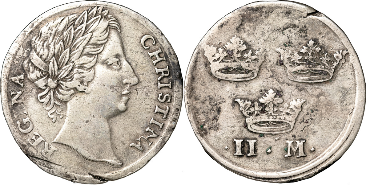 KRISTINA (1632-1654). STOCKHOLM. 2 mark utan årtal