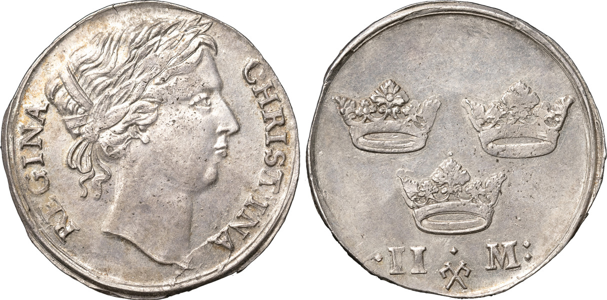 KRISTINA (1632-1654). STOCKHOLM. 2 mark utan årtal