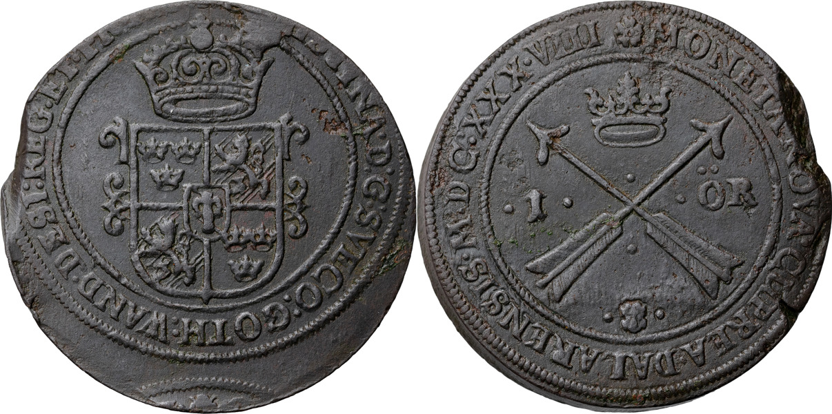 KRISTINA (1632-1654). SÄTER. Öre 1638