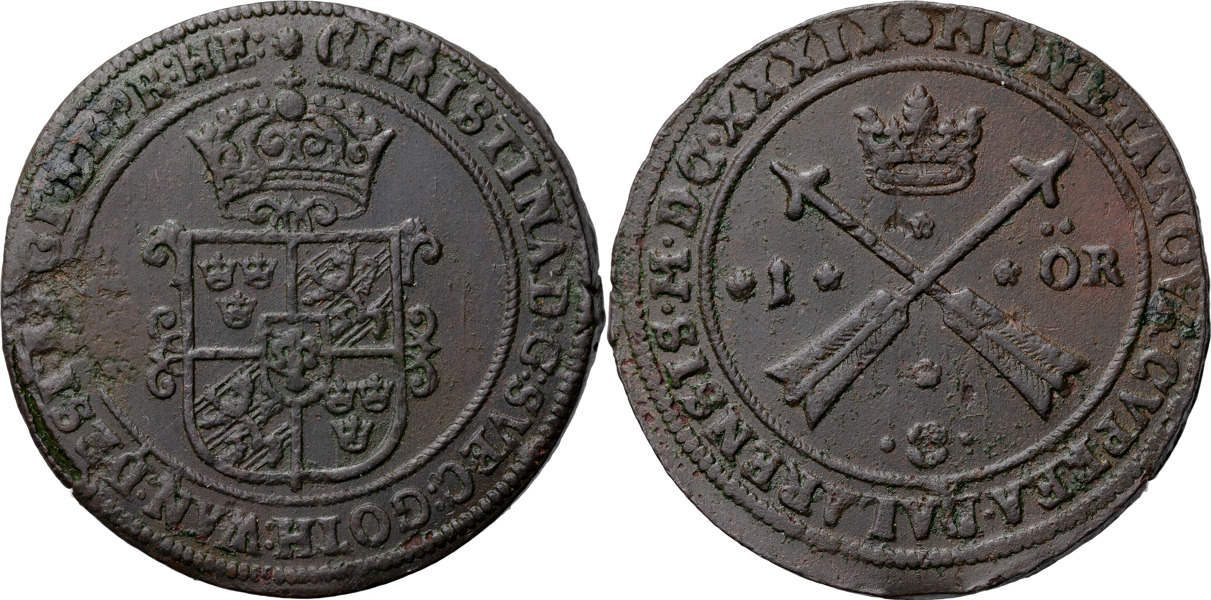 KRISTINA (1632-1654). SÄTER. Öre 1639