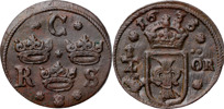KRISTINA (1632-1654). SÄTER. 1/4 öre 1635