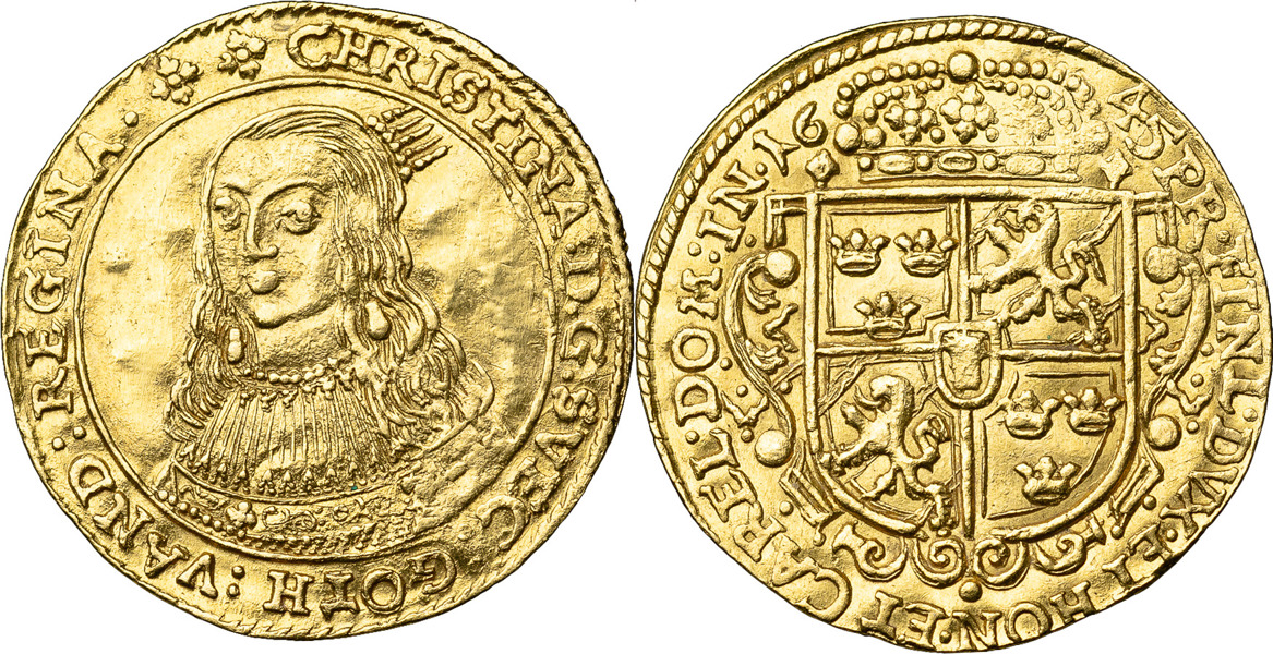 KRISTINA (1632-1654). RIGA. Dukat 1645