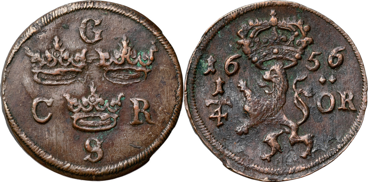 KARL X GUSTAV (1654-1660). AVESTA. 1/4 öre 1656