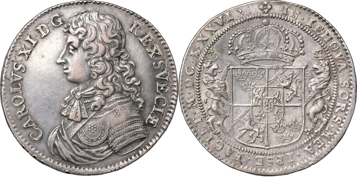 KARL XI (1660-1697). STOCKHOLM. Riksdaler 1676