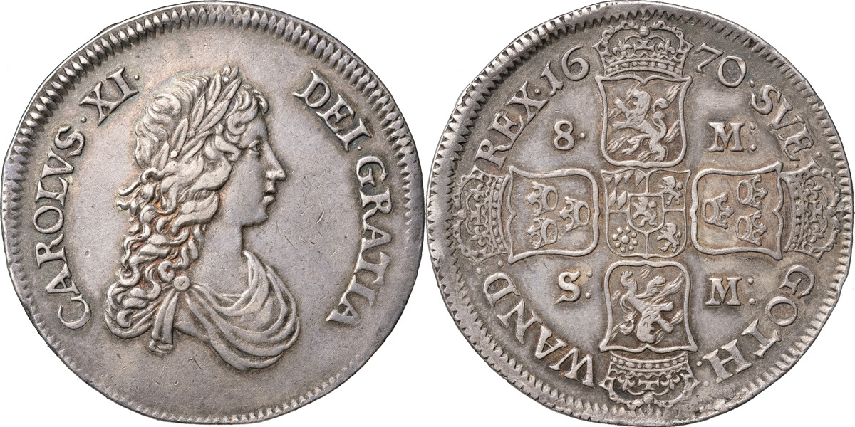 KARL XI (1660-1697). STOCKHOLM. 8 mark 1670