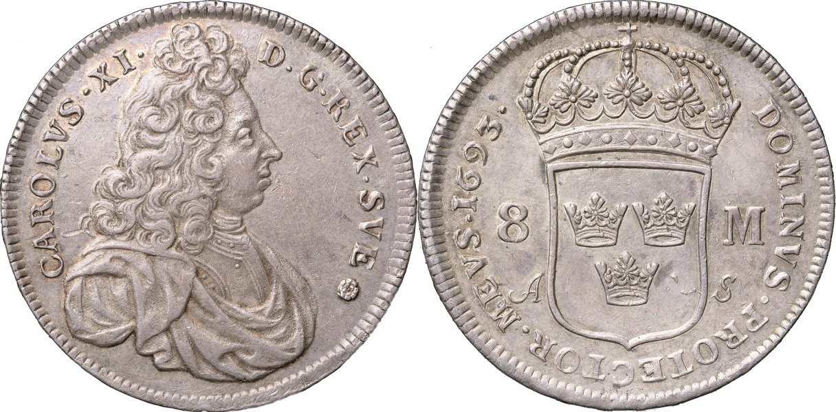 KARL XI (1660-1697). STOCKHOLM. 8 mark 1693