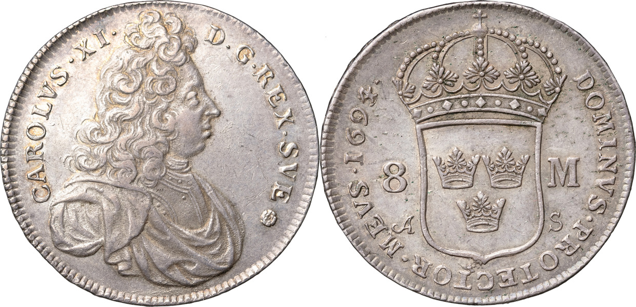 KARL XI (1660-1697). STOCKHOLM. 8 mark 1694