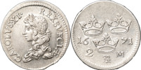 KARL XI (1660-1697). STOCKHOLM. 2 mark 1671