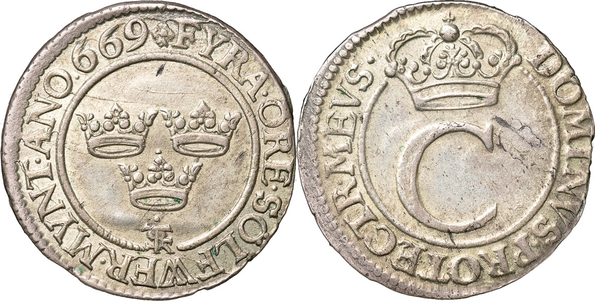KARL XI (1660-1697). STOCKHOLM. 4 öre 1669