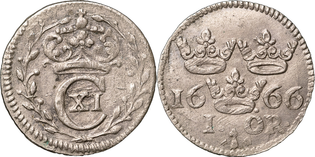 KARL XI (1660-1697). STOCKHOLM. Öre 1666