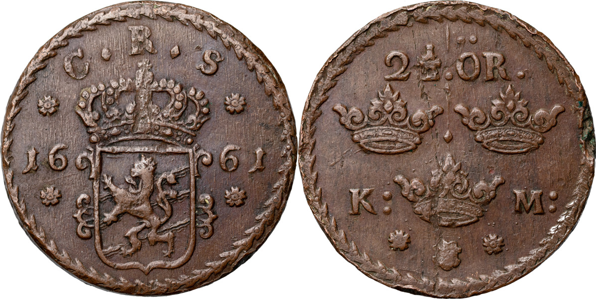 KARL XI (1660-1697). AVESTA. 2 1/2 öre KM 1661