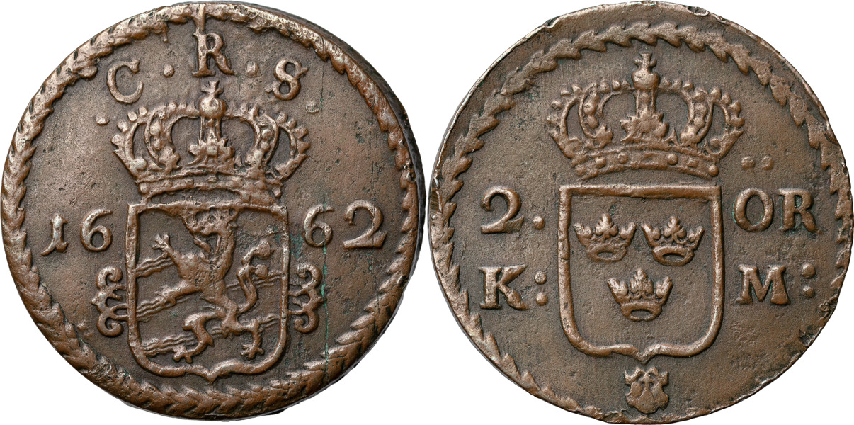 KARL XI (1660-1697). AVESTA. 2 öre KM 1662