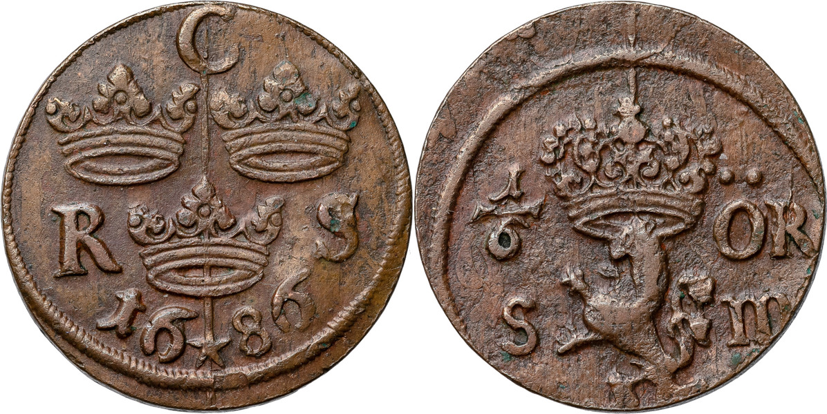 KARL XI (1660-1697). AVESTA. 1/6 öre SM 1686