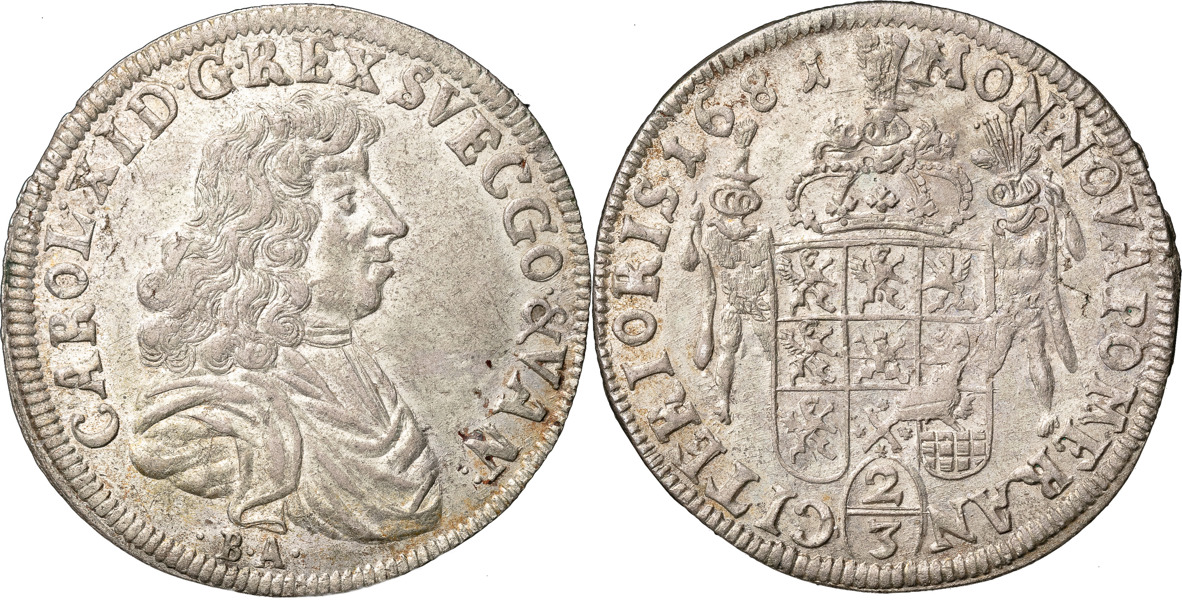 KARL XI (1660-1697). POMMERN. STETTIN. 2/3 taler (gulden) 1681
