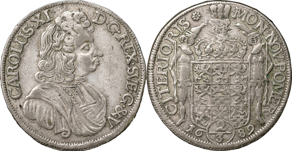 KARL XI (1660-1697). POMMERN. STETTIN. 2/3 taler (gulden) 1689