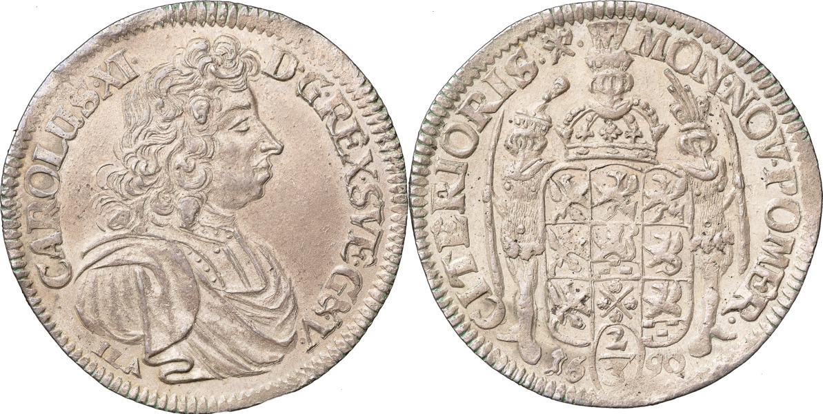 KARL XI (1660-1697). POMMERN. STETTIN. 2/3 taler (gulden) 1690