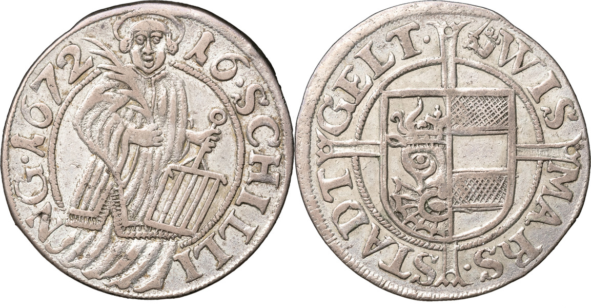 KARL XI (1660-1697). WISMAR. 16 schilling (1/3 taler) 1672
