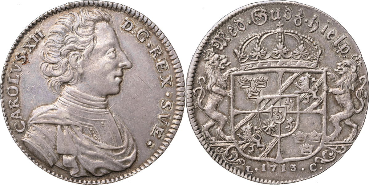 KARL XII (1697-1718). STOCKHOLM. Riksdaler 1713