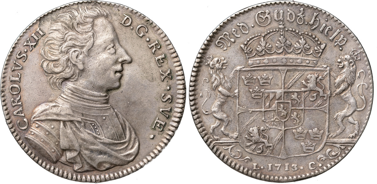 KARL XII (1697-1718). STOCKHOLM. Riksdaler 1713