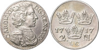 KARL XII (1697-1718). STOCKHOLM. 2 mark 1717