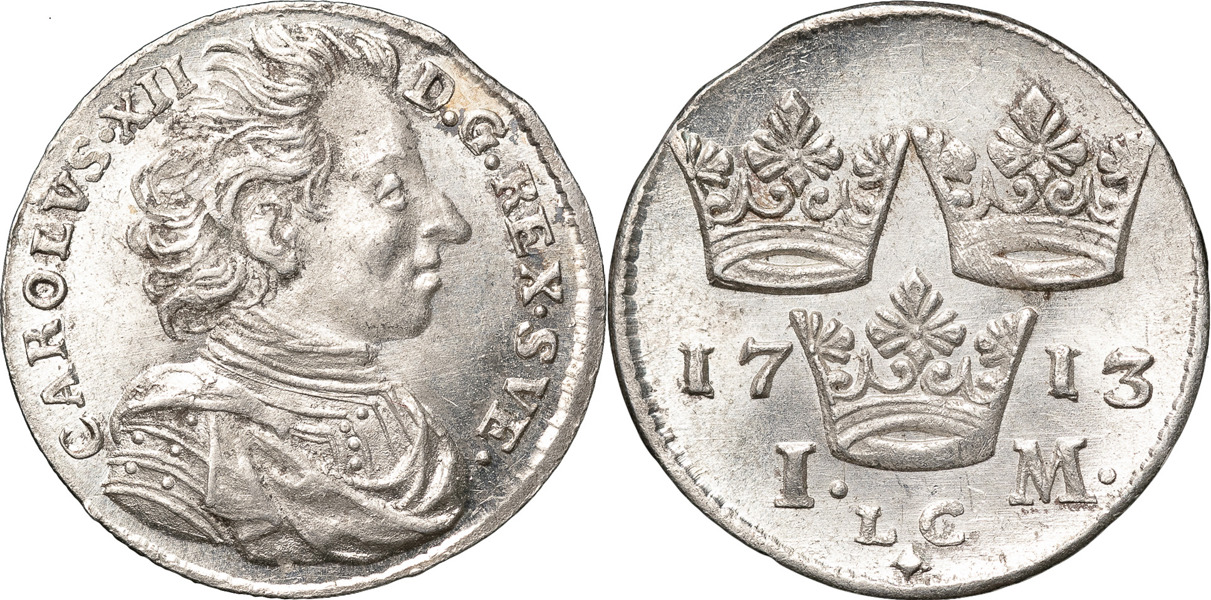 KARL XII (1697-1718). STOCKHOLM. Mark 1713