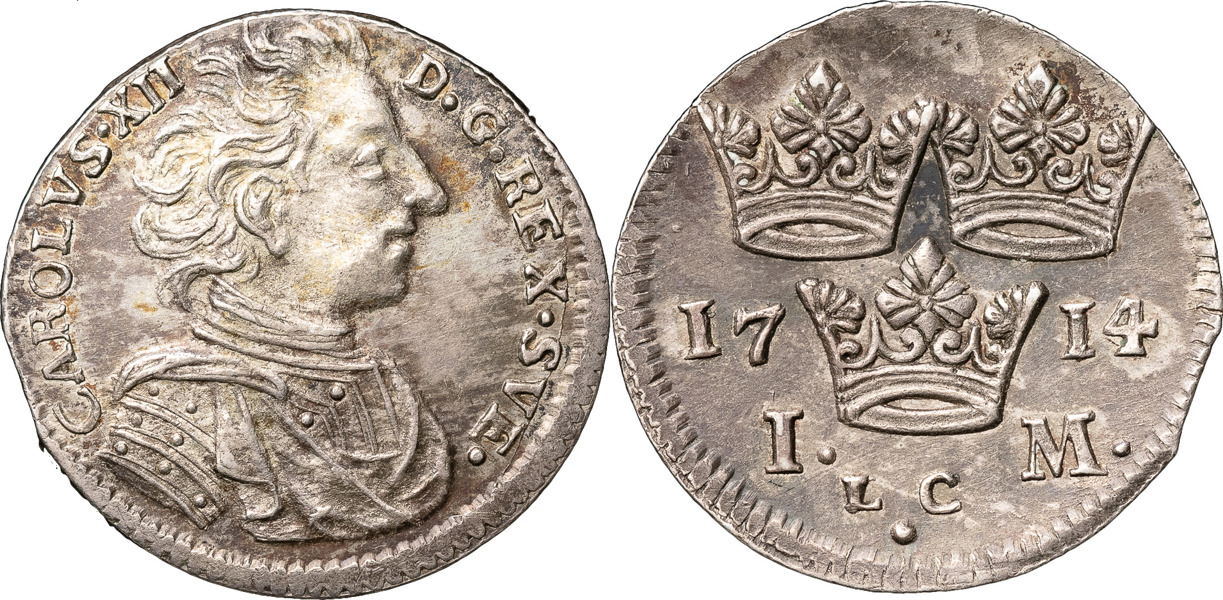 KARL XII (1697-1718). STOCKHOLM. Mark 1714
