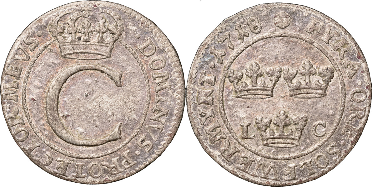 KARL XII (1697-1718). STOCKHOLM. 4 öre 1718