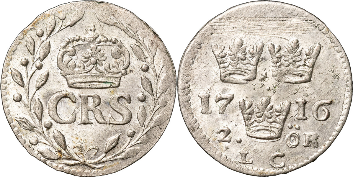 KARL XII (1697-1718). STOCKHOLM. 2 öre 1716