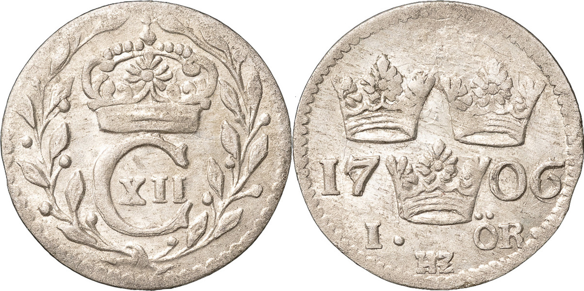 KARL XII (1697-1718). STOCKHOLM. Öre 1706