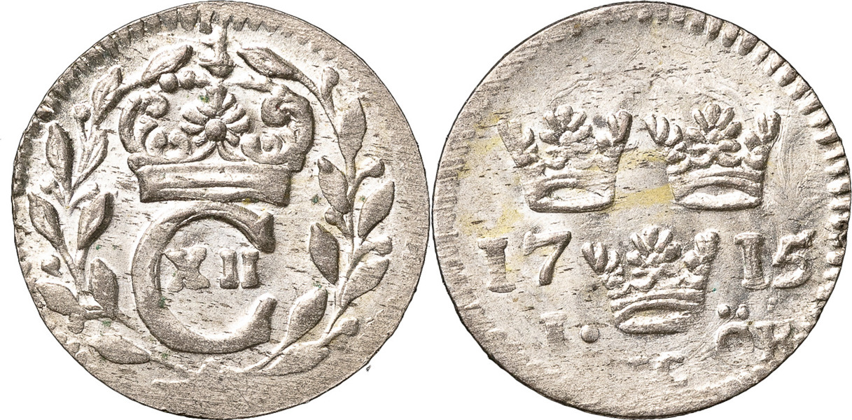 KARL XII (1697-1718). STOCKHOLM. Öre 1715