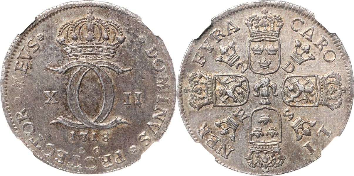 KARL XII (1697-1718). STOCKHOLM. 4 caroliner 1718