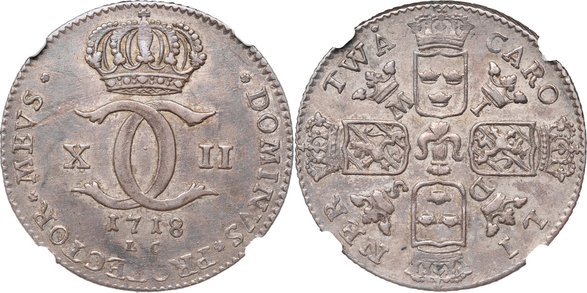 KARL XII (1697-1718). STOCKHOLM. 2 caroliner 1718