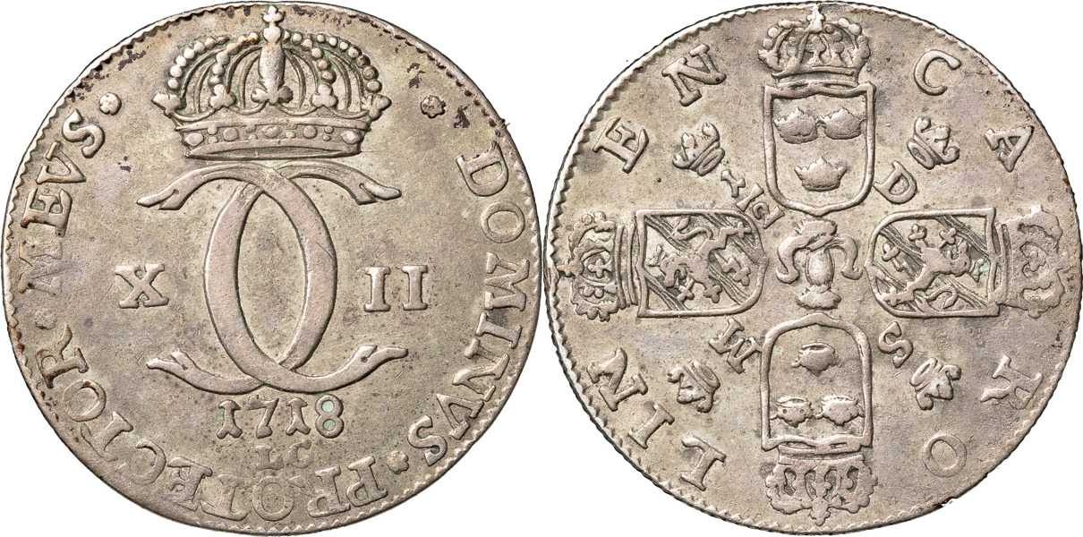 KARL XII (1697-1718). STOCKHOLM. Carolin 1718