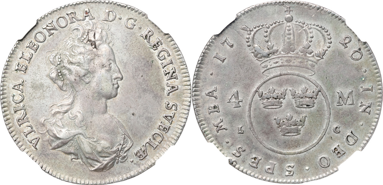 ULRIKA ELEONORA (1718-1720). STOCKHOLM. 4 mark 1720