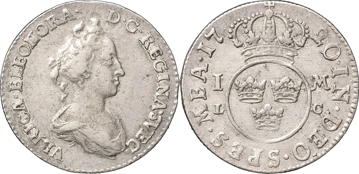 ULRIKA ELEONORA (1718-1720). STOCKHOLM. Mark 1720