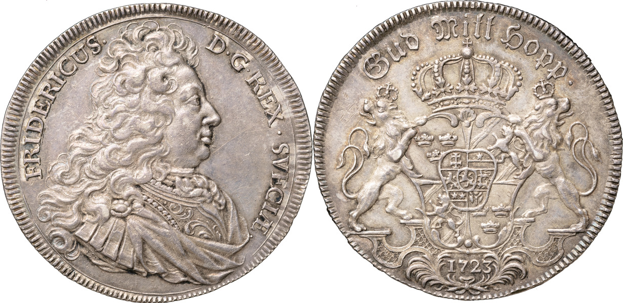 FREDRIK (1720-1751). STOCKHOLM. Riksdaler 1723