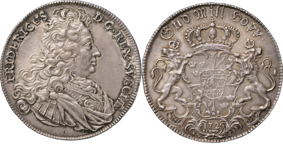 FREDRIK (1720-1751). STOCKHOLM. Riksdaler 1725