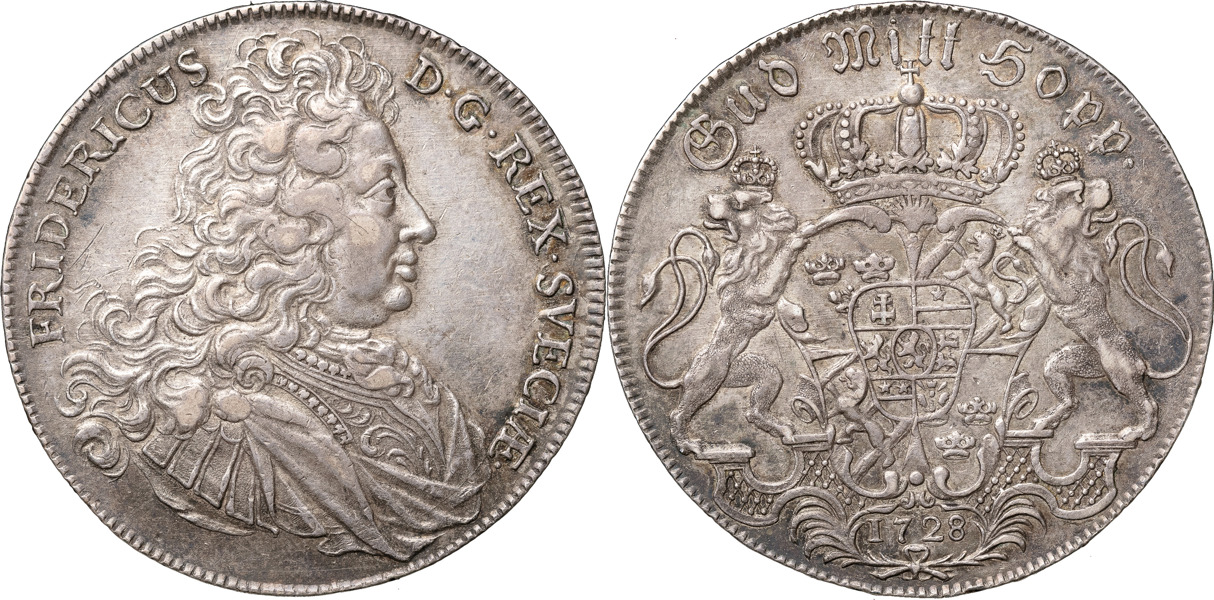FREDRIK (1720-1751). STOCKHOLM. Riksdaler 1728