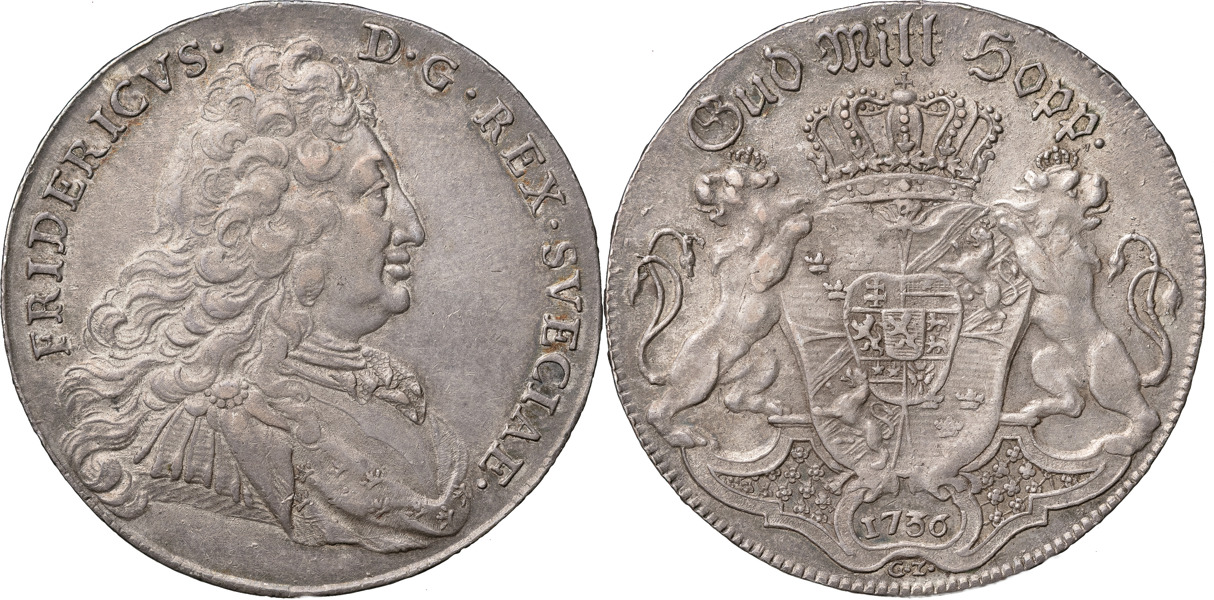 FREDRIK (1720-1751). STOCKHOLM. Riksdaler 1736