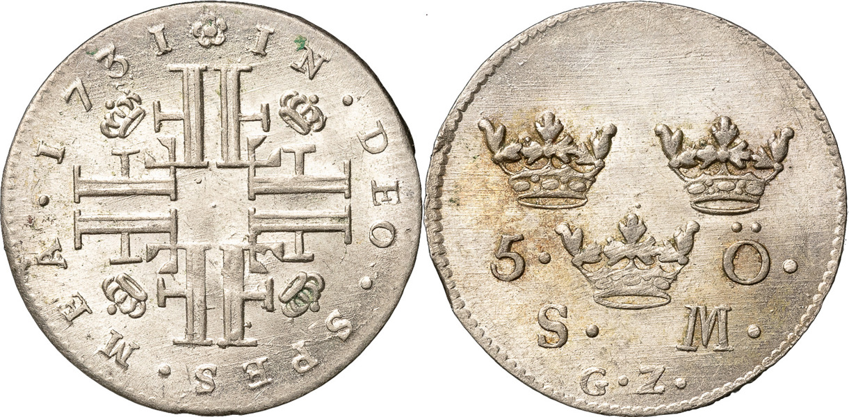 FREDRIK (1720-1751). STOCKHOLM. 5 öre 1731