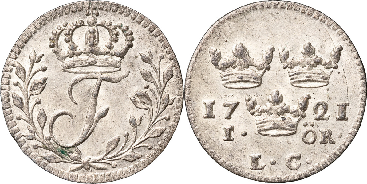 FREDRIK (1720-1751). STOCKHOLM. Öre 1721