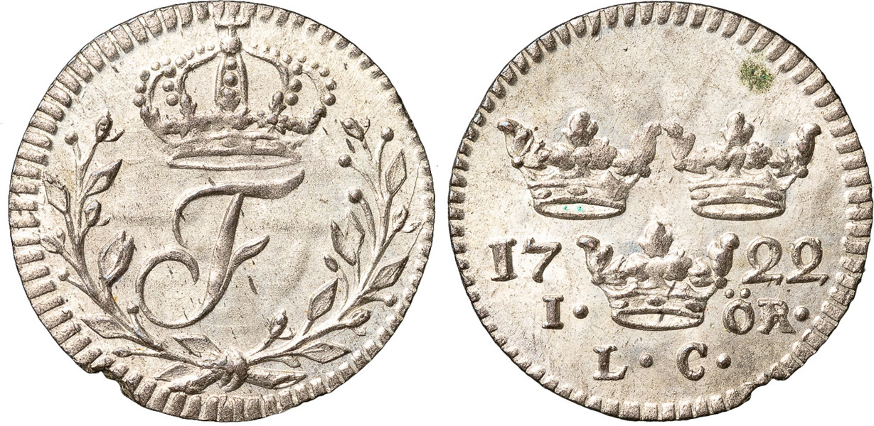 FREDRIK (1720-1751). STOCKHOLM. Öre 1722